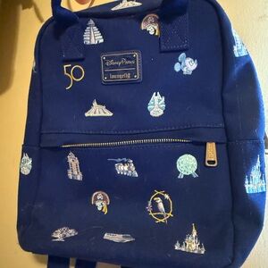 Loungefly 50th Anniversary Navy Backpack with Disney Embroidery